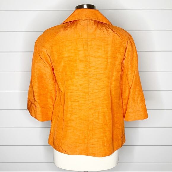 Lafayette 148 NY Linen Blend Collared Full Zip Jacket Orange Size 4 - Picture 6 of 8